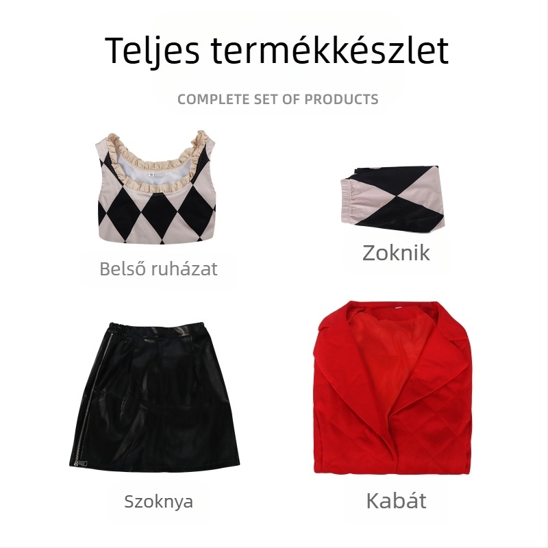 Cos ruha bohócnő 2 Hallie Quinn játékhoz ugyanolyan stílusú halloweeni cosplay anime öltöztetős ruha