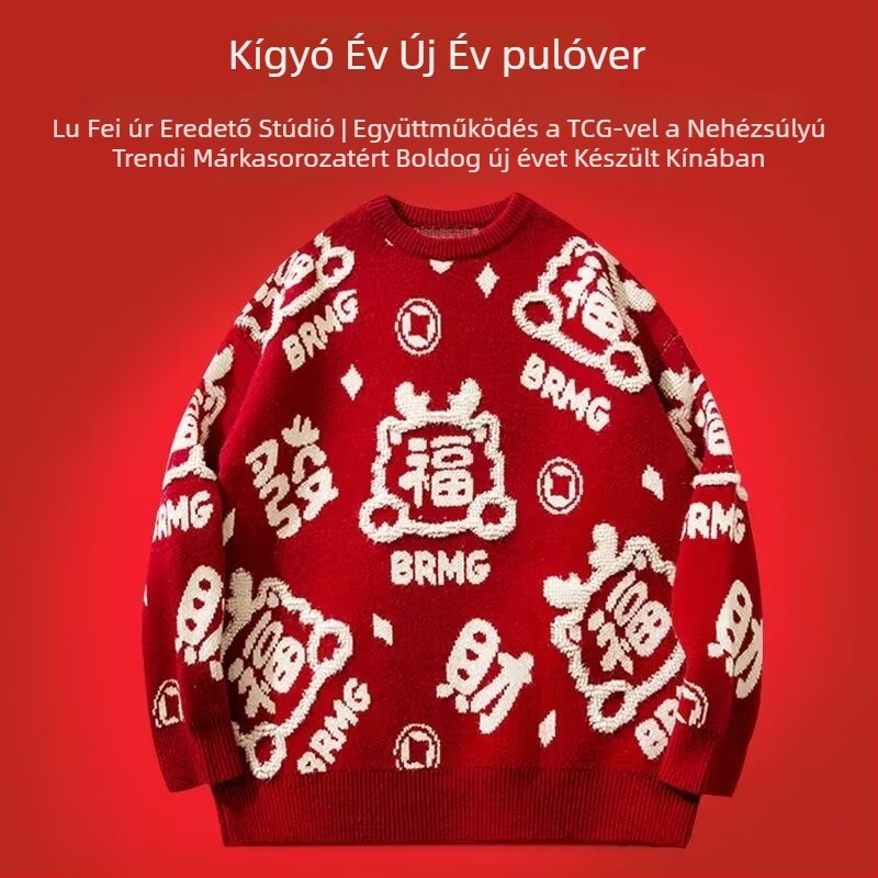 2024-es téli internetes híresség nemzeti divattervező érzéki piros pulóver férfi divatmárka páros hosszú ujjú robbanásveszélyes pulóver nőknek