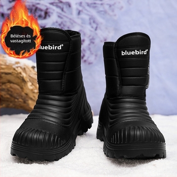 Férfi hótaposó, vastag talpú, gyapjúbéléssel, meleg, vastagított, mínusz 40 fokos északkeleti hótaposó, nagyméretű pamutcipő, kültéri használatra