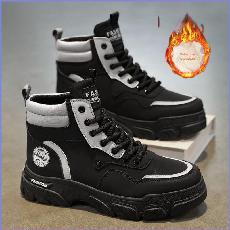 Martin Boots Férfi őszi lélegző, magas szárú, brit stílusú vintage munkaruha csizma, kültéri hegymászó cipő, egyszínű pamut, azonos stílusú rebarbara csizma