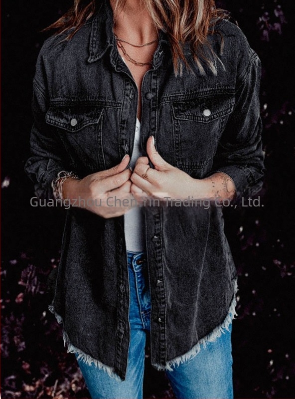 Ins hot-sell őszi európai és amerikai utcai divat farmer hajtókás laza egyszerű női ing három színben öt méretben