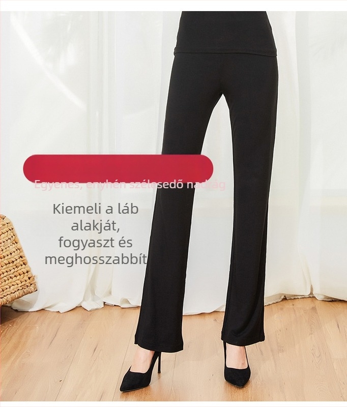 Táncnadrágok nőknek, testhezálló nadrágok, táncnadrágok, laza tejszínes selyemhálós varrású, nagyharangú nadrágok