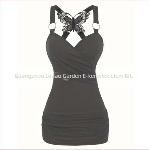 Európai és amerikai Y2K stílusú szexi női ruházat fodros pánttal, váll nélküli kötött pillangós csipke keresztpántos tank top szexi csipke