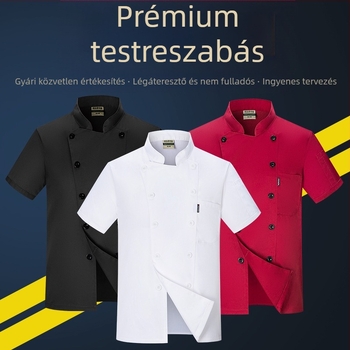 Séfruházat Rövid ujjú nyári egyszínű nyugati éttermi szállodai séfruházat szállodai sütő-konyhai séf munkaruha férfiaknak
