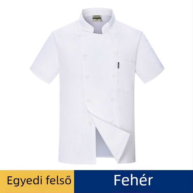 Séfruházat Rövid ujjú nyári egyszínű nyugati éttermi szállodai séfruházat szállodai sütő-konyhai séf munkaruha férfiaknak