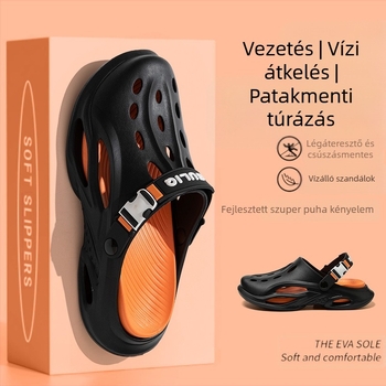 Papucsok 2025 Nyári Új Üreges Lélegző Baotou Kettős Felhasználású Lyukú Cipő Férfi Alkalmi Gátlási Puha Talpú Strandcipő