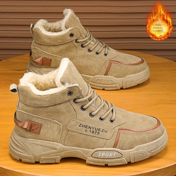 plus size téli férfi polár bélésű meleg magas szárú pamut cipő koreai stílusú alkalmi hótaposó csizma csúszásmentes kopásálló Martins férfi cipő