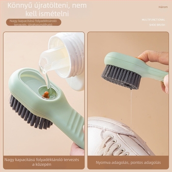 Folyadékkal adalékolt cipőkefe, Multifunkciós cipőkefe, Professzionális cipőmosó eszköz, Puha sörték, amelyek nem károsítják a cipőket, Háztartási mosókefe eszköz