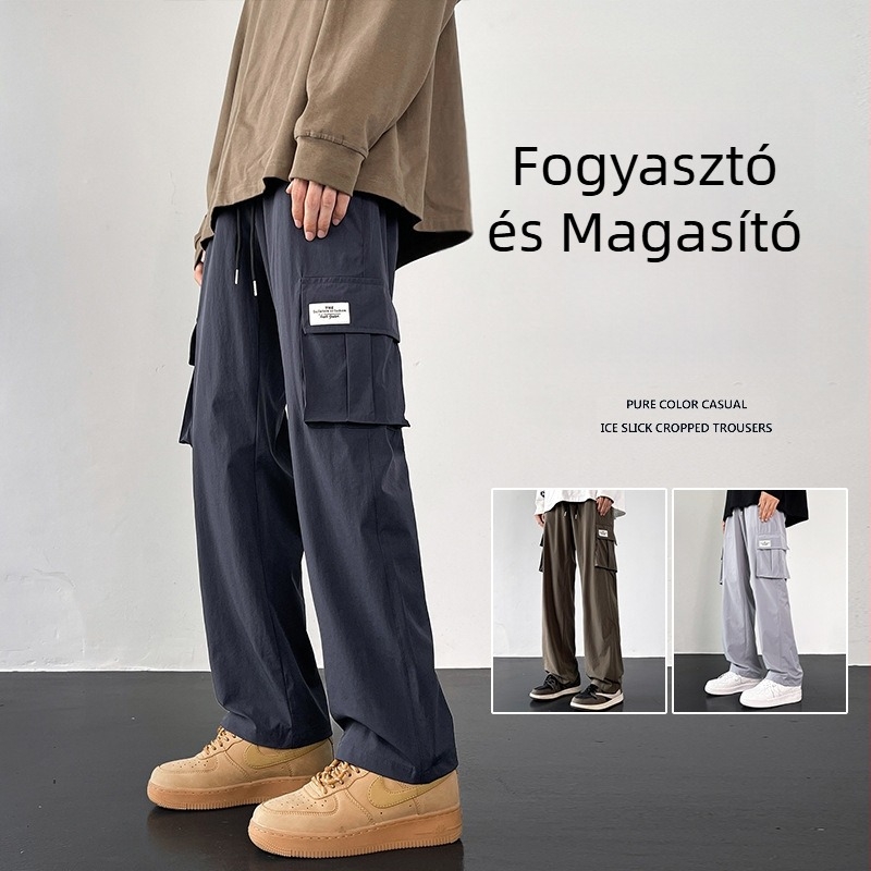 Amerikai stílusú overál férfi bő, plus size lezser nadrág, őszi japán egyenes szabású nadrág, divatmárka, mindenhez illő nadrág férfi