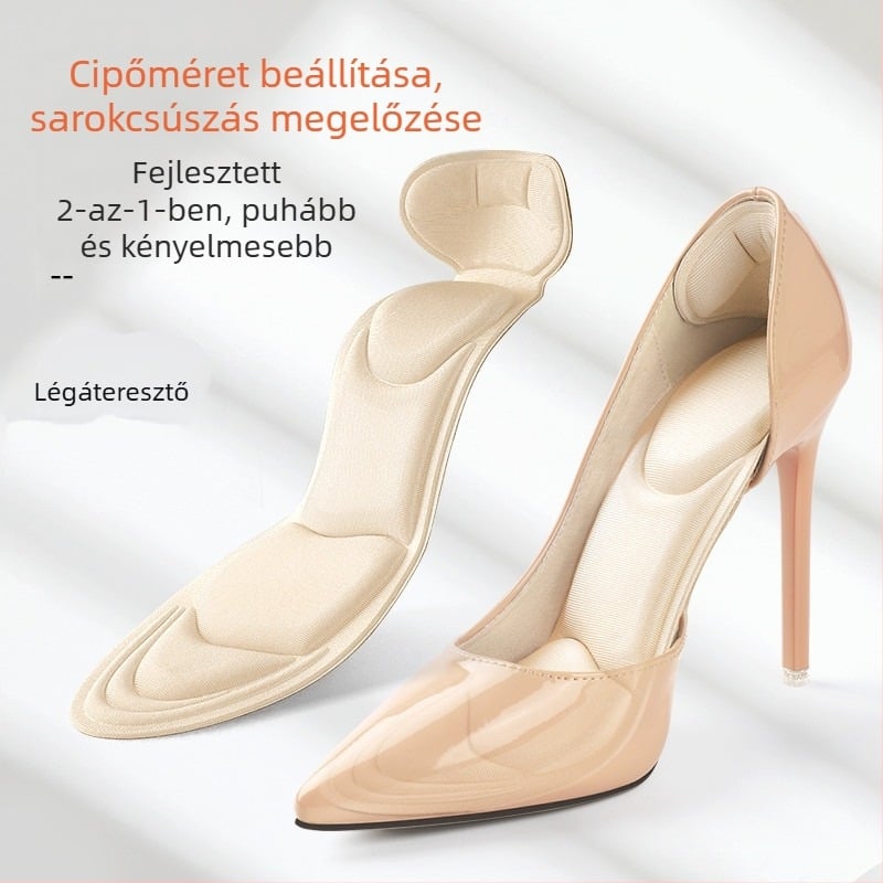4D talpbetétek olyan nőknek, akik hosszú állás után sem fáradnak el, izzadságelnyelő, lélegző, vastagított, ütéselnyelő, szuperpuha magas sarkú cipők, félméretű betétek, sarokmatricák