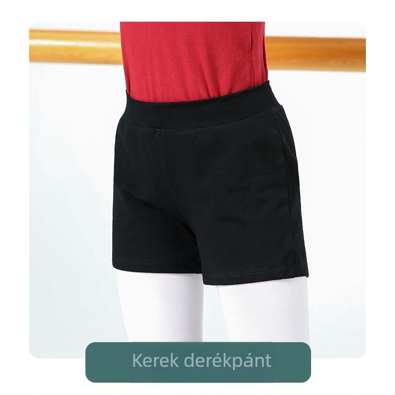 Gyerek táncgyakorló nadrág, hárompontos balett boxer, fekete biztonsági rövidnadrág, etnikai aljú boxer lányka rövidnadrág