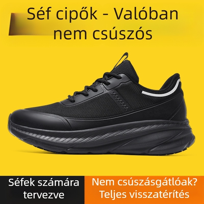 Határokon átnyúló, forró eladású professzionális szakácscipők, férfi csúszásmentes, vízálló, olajálló, konyhai munkához, szagmentes, férfi lélegző, hátsó konyhai munkacipő