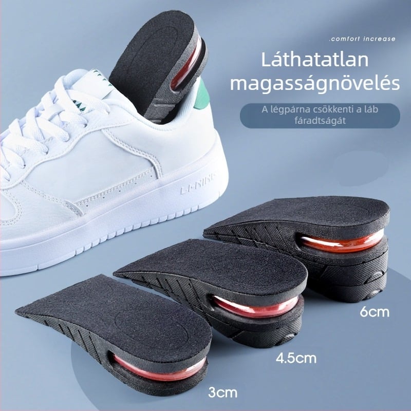 Belső, magasított talpbetét férfiaknak és nőknek, láthatatlan sportokhoz, puha talppal, kényelmes, ütéscsillapító légpárnás, magasító szőnyeggel, teljes párnázású, szuper puha, magasító talpbetéttel