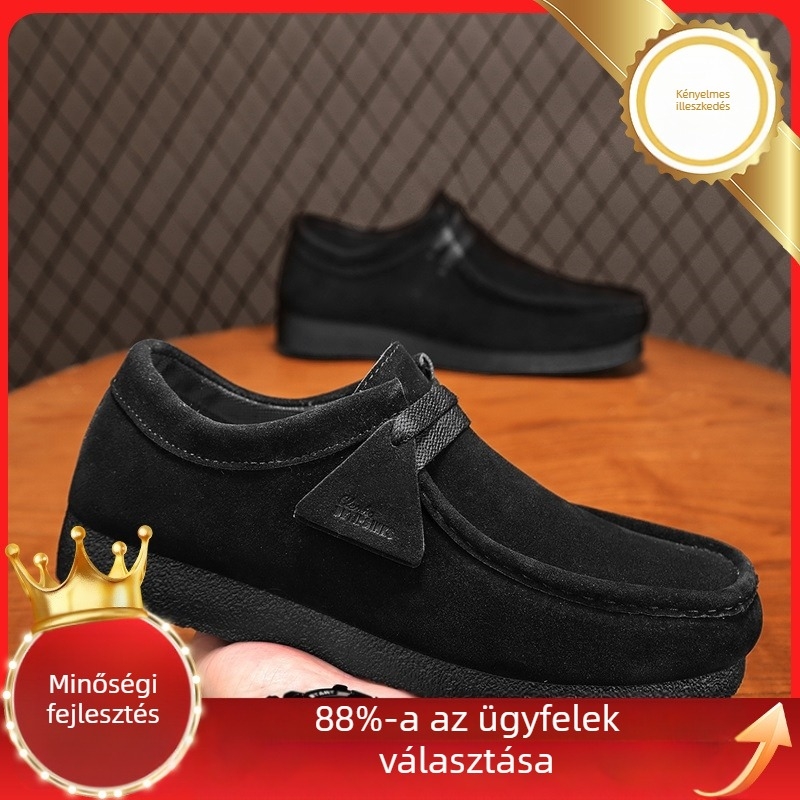 Férfi cipők 2025 Új tavaszi divatos, minden mérkőzéshez megfelelő retro brit bőr vízálló férfi alkalmi bebújós mokaszinok