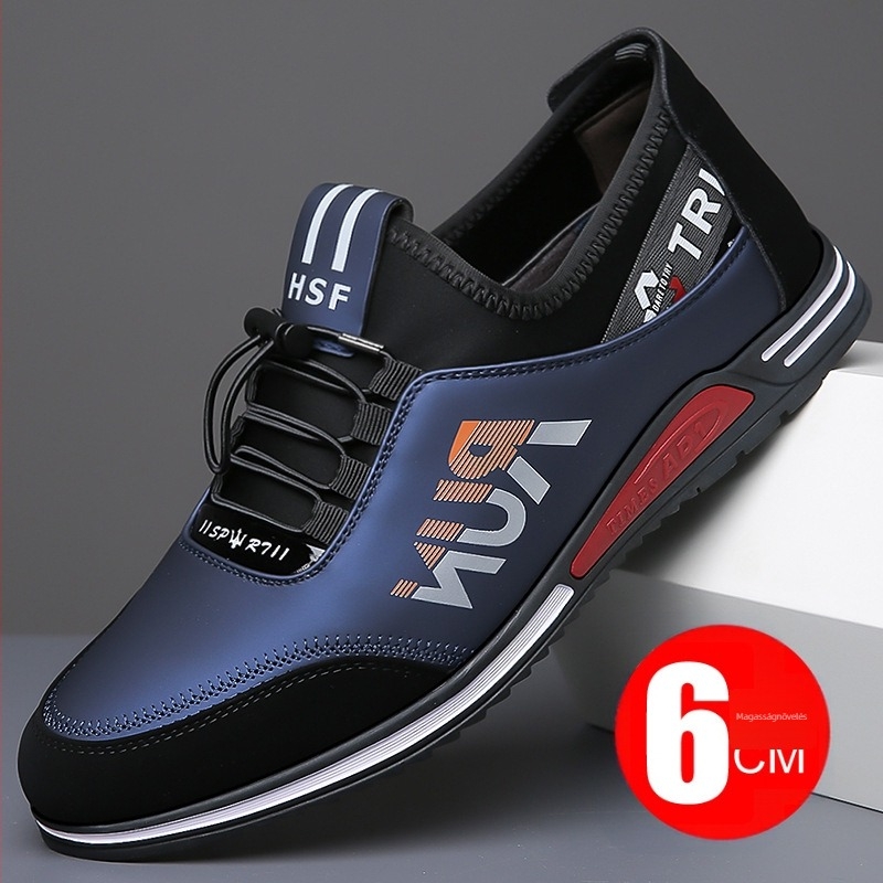 Őszi új férfi cipők puha bőr puha talpú alkalmi cipők férfi brit minden mérkőzésre alkalmas, magasító divatos cipők sport bőrcipők férfiaknak