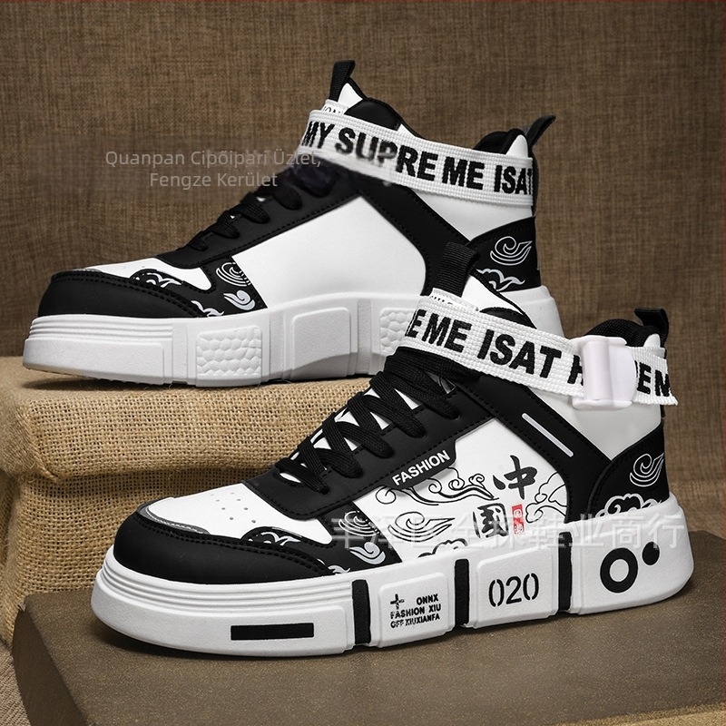 Férfi cipők Tavaszi és őszi vászon magas szárú sportcipők Szülő-gyermek cipők Vastag talpú tornacipők Tizenéveseknek Hétköznapi Közepes szárú Nagyobb gyerek futócipők