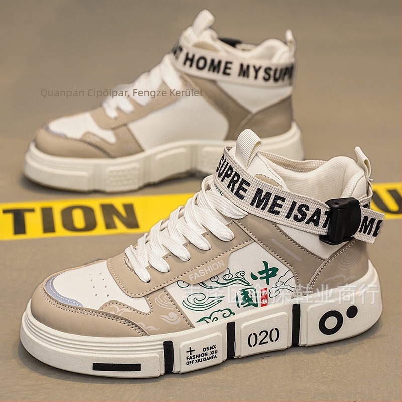 Férfi cipők Tavaszi és őszi vászon magas szárú sportcipők Szülő-gyermek cipők Vastag talpú tornacipők Tizenéveseknek Hétköznapi Közepes szárú Nagyobb gyerek futócipők