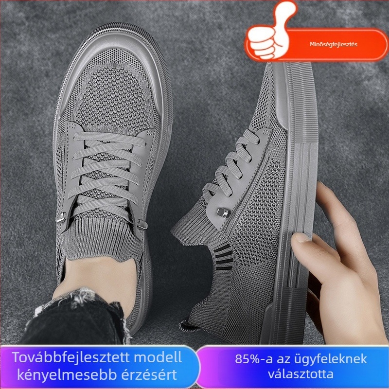 Férfi cipők 2024 Új nyári robbanások Minden mérkőzéshez megfelelő, lélegző, repülő hálós felületű, kényelmes, puha talpú, könnyű, bebújós, lapos cipő