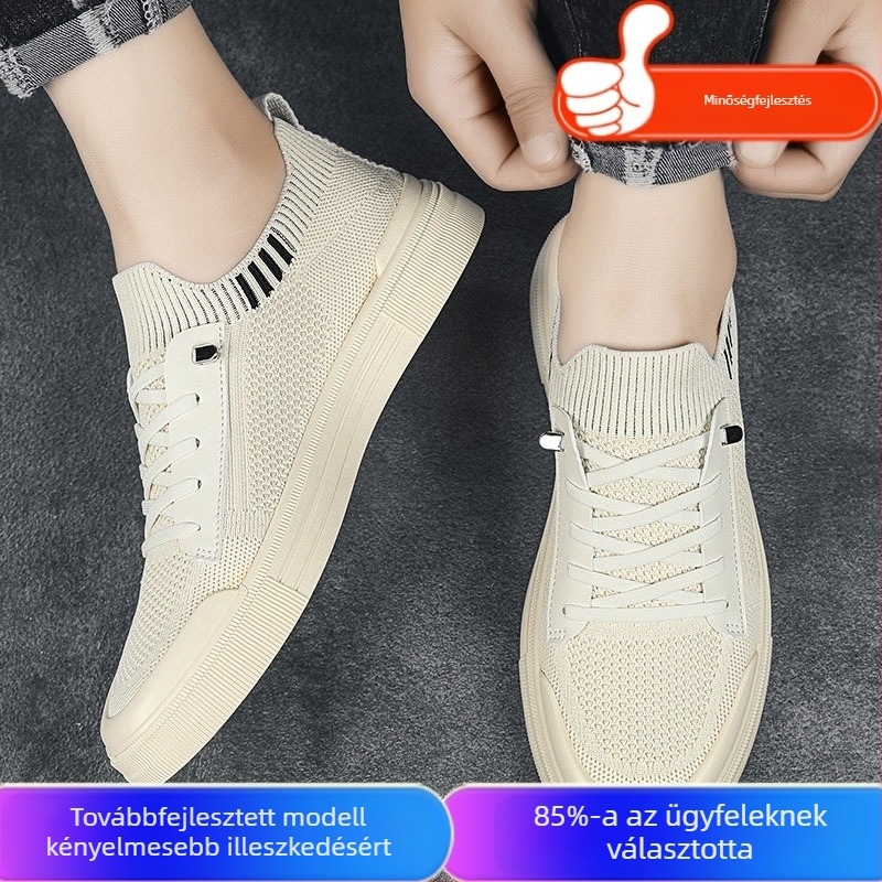 Férfi cipők 2024 Új nyári robbanások Minden mérkőzéshez megfelelő, lélegző, repülő hálós felületű, kényelmes, puha talpú, könnyű, bebújós, lapos cipő