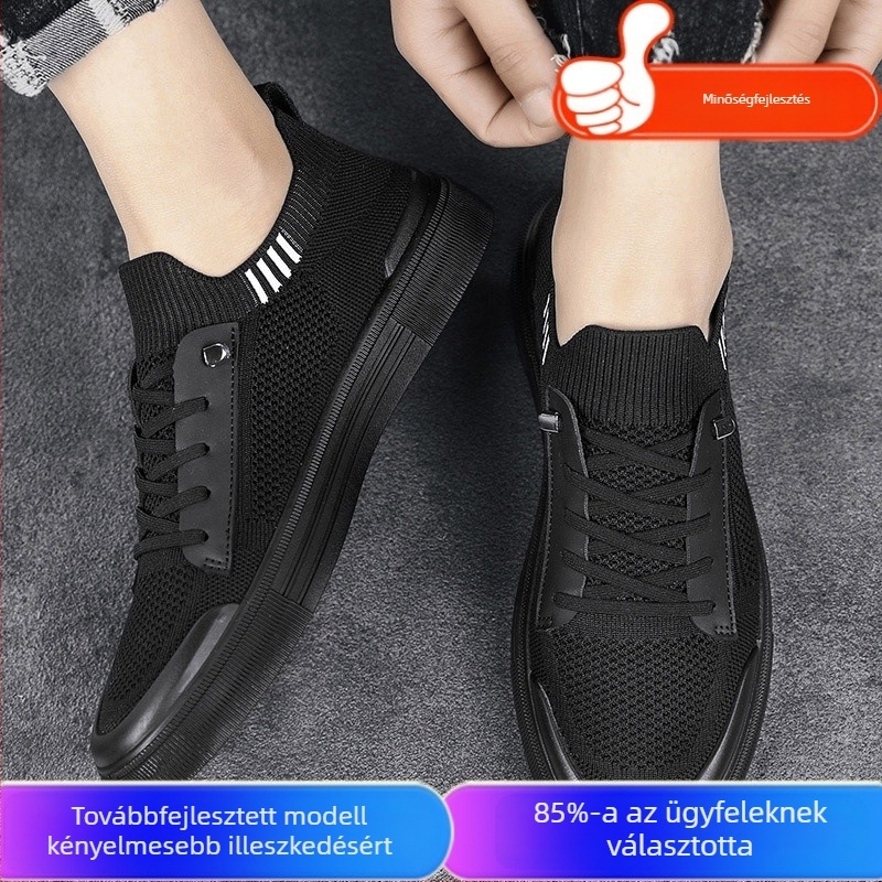 Férfi cipők 2024 Új nyári robbanások Minden mérkőzéshez megfelelő, lélegző, repülő hálós felületű, kényelmes, puha talpú, könnyű, bebújós, lapos cipő