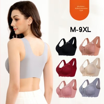 Határokon átnyúló európai és amerikai külkereskedelmi csipke elülső nyitású csattal, plus size acélgyűrű nélküli melltartó alsónemű nagy mellkasú, kicsi, kényelmes, lélegző nőknek