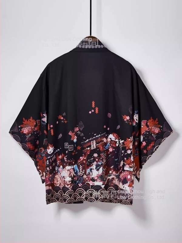 2024 Határokon átnyúló új termék Retro Element sorozat Köpeny Új Harajuku Kimono Köntös Felsőruházat Haori Köpeny Kardigán
