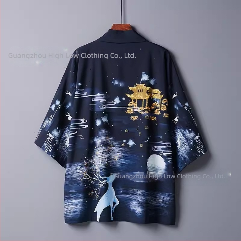 2024 Határokon átnyúló új termék Retro Element sorozat Köpeny Új Harajuku Kimono Köntös Felsőruházat Haori Köpeny Kardigán