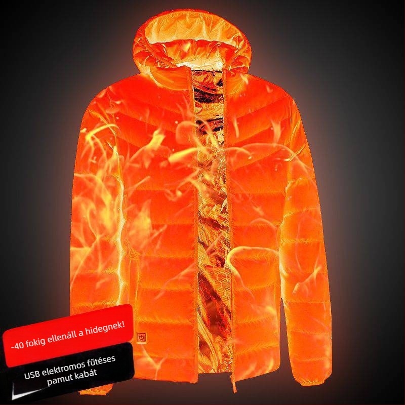 Új technológiájú elektromos fűtésű, pamuttal bélelt kabát férfi és női okos fűtésű, pamuttal bélelt ruhák töltése, teljes testes fűtésű ruhák, téli kabát