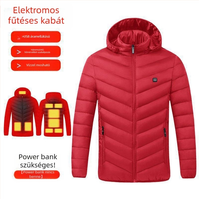 Új technológiájú elektromos fűtésű, pamuttal bélelt kabát férfi és női okos fűtésű, pamuttal bélelt ruhák töltése, teljes testes fűtésű ruhák, téli kabát
