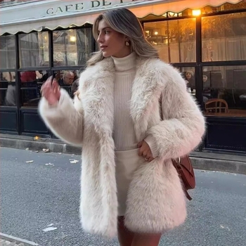Határokon átnyúló Amazon 2024 őszi/téli európai és amerikai női műszőrme meleg, közepes hosszúságú, vastag szőrmekabát