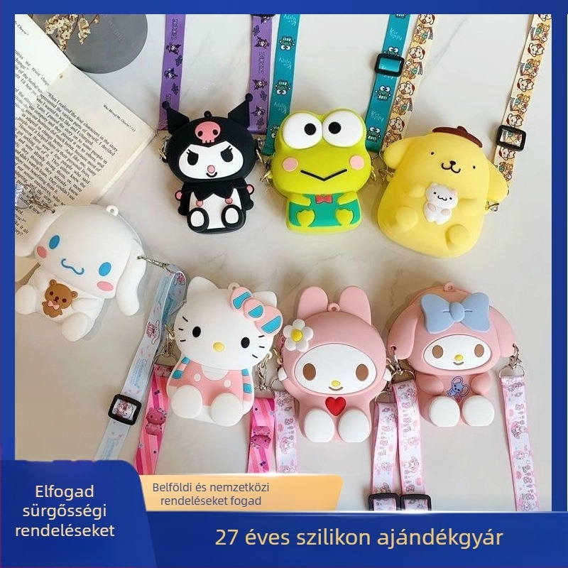 Szilikon érmetáska, egyedi PVC rajzfilm gyerekeknek, keresztpántos táska, fejhallgató táska, aranyos medálos cipzáras szilikon táska testreszabása