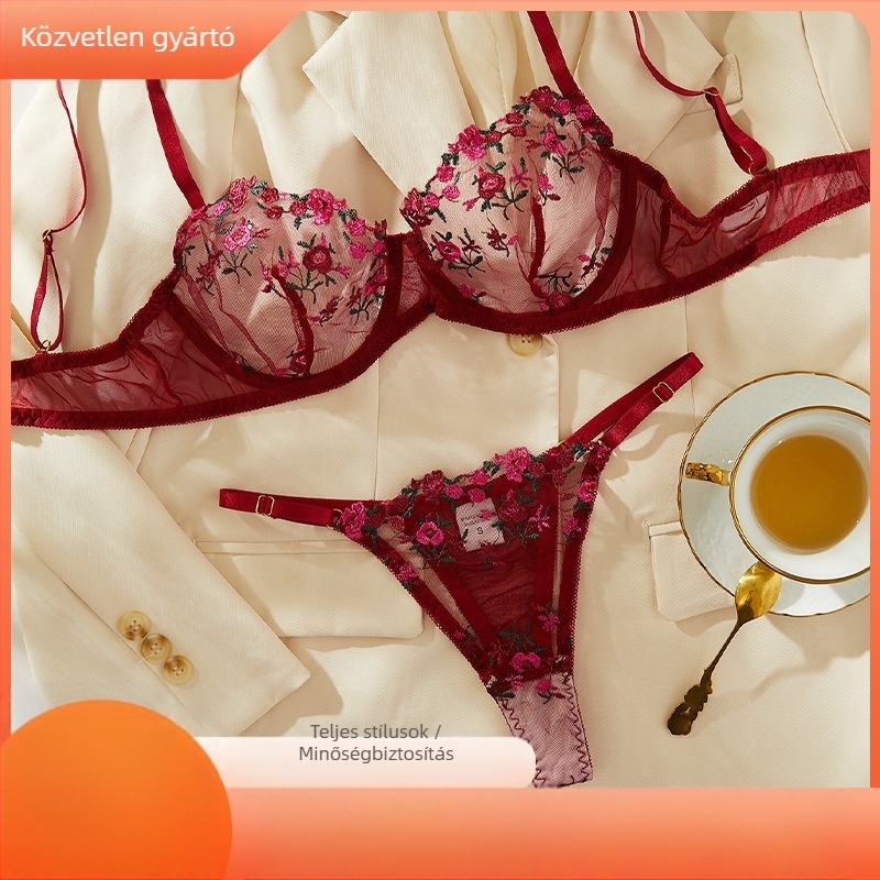 Borvörös vékony női nagy mellű, kis méretű, plus size melltartó, acélmentes gyűrűs, Parammary állítható, nyom nélküli alsónemű