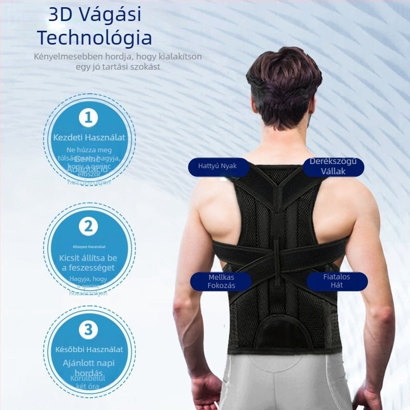 Felnőtt férfiak és nők nyitott mellkasú gyönyörű hátkorrekciós öv korrekció testtartás megelőzés púpos állítható hátedzés nyújtás nyitott vállak
