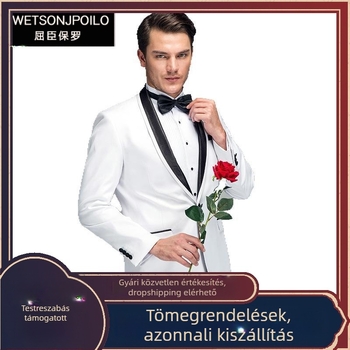 Határokon átnyúló népszerű termék: 2025 tavaszi úriember alkalmi viselet, férfi öltönyzakó, fehér szatén, kerek nyakú