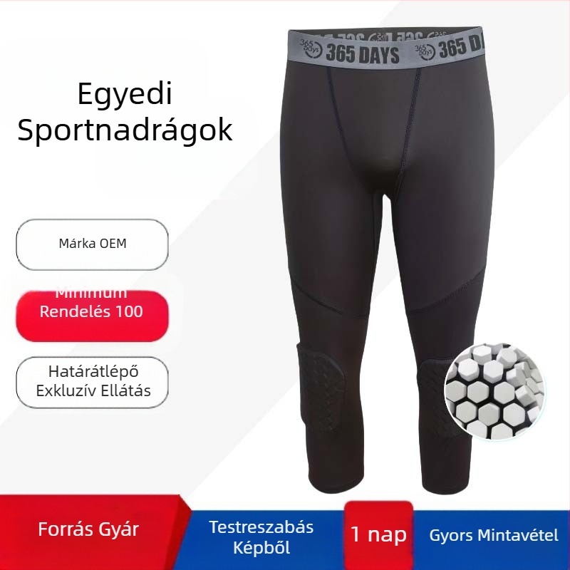 Fitnessruházat Jóga Nadrágok Nagy rugalmasságú, gyorsan száradó sportkompressziós nadrágok Testreszabott kosárlabda edző térdvédő Capri nadrág férfiaknak