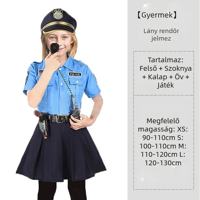 Halloween rendőri egyenruha női gyermeknapi tűzoltó jelmez pilóta orvos munkaruha egyenruha gyermek szerepjáték jelmez