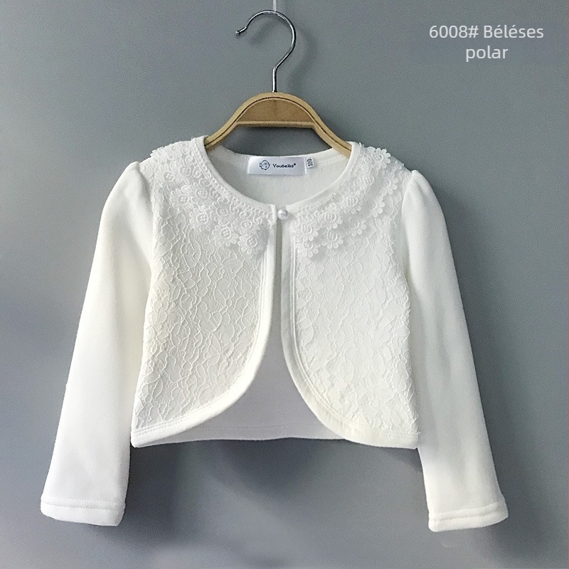 Őszi és téli vastagított gyermek köpeny bársony meleg lányka kendő hercegnő kardigán kabát viráglány kendő