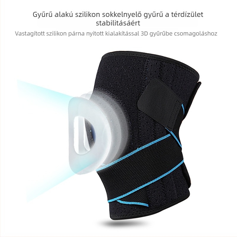 Szilikon rugós térdvédő Szilikon csúszásgátló Négyrugós lélegző nyomás alatt álló kültéri hegymászó fitnesz térdvédő