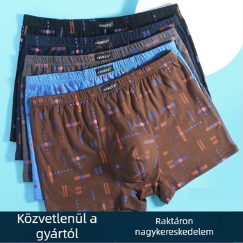 Férfi alsónemű boxeralsó, légáteresztő, izzadságelnyelő pamut nadrág, középkorúaknak és időseknek, laza, nagy méretű, divatos, nyomtatott boxeralsó