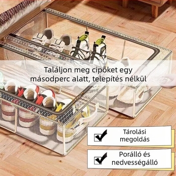 Nagy kapacitású, átlátszó cipősdoboz tároló műtárgy helytakarékos autó porálló összecsukható műanyag antioxidációs cipőtároló doboz
