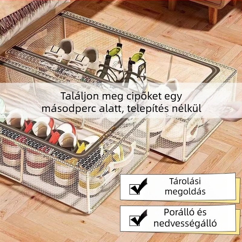 Nagy kapacitású, átlátszó cipősdoboz tároló műtárgy helytakarékos autó porálló összecsukható műanyag antioxidációs cipőtároló doboz