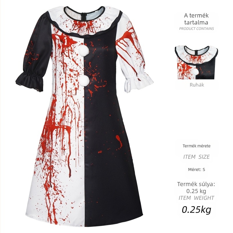 Broken Soul Bohóc cos öltöny Broken Soul Bohóc Vérfoltos ruha Jumpsuit Halloween Másodlagos cosplay öltöny