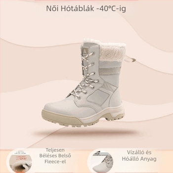 Harbin hótaposó női csizma, polár béléssel és vastagított, vízálló és csúszásmentes, vastag talpú pamut csizma női, mínusz 40 fokos hőmérsékletig alkalmas, hidegálló