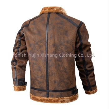 2024 Új Férfi Bőrruhák Őszi és Téli Gyapjúbéléssel Vastagított Szőrmével Egy Férfi Bőrkabát Üzleti Alkalmi Férfi Kabát