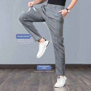 Nadrágok Férfi nyári vékony lezser nadrág Stretch nadrág Férfi koreai stílusú divatos rugalmas derékú stretch nadrág Prellis nadrág