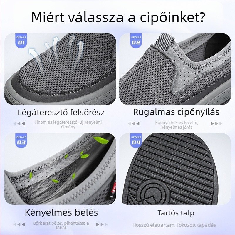 Férfi hálós cipők 2025 Nyári Új, Határokon Átnyúló Nagykereskedelmi Egyszínű Sokoldalú Egyszínű Cipők Lélegző Puha Talpú Könnyű Alkalmi Cipők Férfiaknak