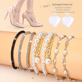 Gyöngy gyémánt lánc gyémánt kötős cipőfűző beszerelés nélküli magas sarkú cipő sarok nélküli cipőfűző lusta esésgátló sarokpánt