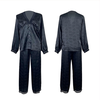 Európai és amerikai divatos hosszú ujjú pizsama szexi nadrág öltöny kétrészes kényelmes szatén szerelem jacquard otthoni ruházat 687