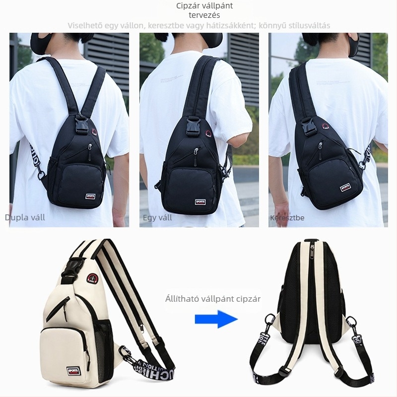 2024 új, lezser férfi mellkasi táska, nagykereskedelmi, nagy kapacitású, multifunkcionális, divatos hátizsák, trendi válltáska, messenger