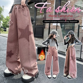 Ötágú csillagfoltos farmernadrág téli